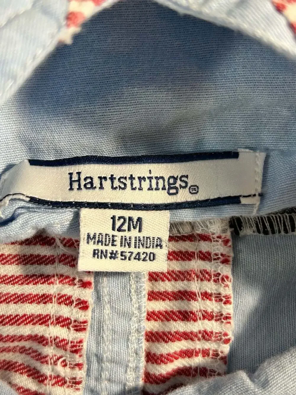 Hartstrings Vintage Red White Blue Patchwork Overalls Shortalls Size 12M